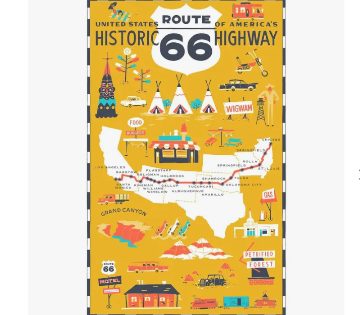 Route 66 Souvenir Tea Towel
